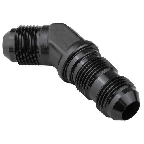 Proflow Bulkhead Adaptor AN Flare 45 Degree Flare -06AN Black
