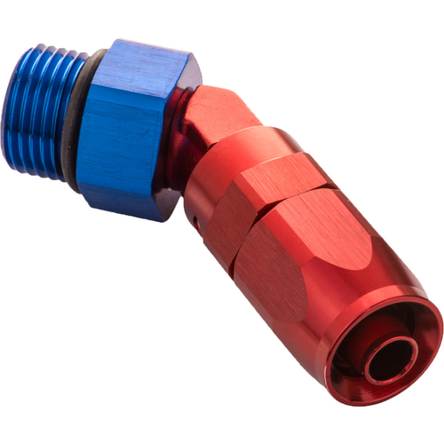 Proflow Fitting 45 Degree Hose End -06AN Hose To Male -04AN Thread Blue/Red