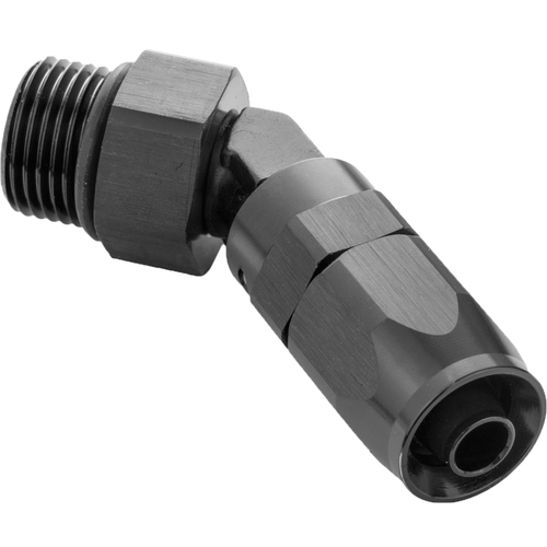 Proflow Fitting 45 Degree Hose End -08AN Hose To Male -10AN Thread Black