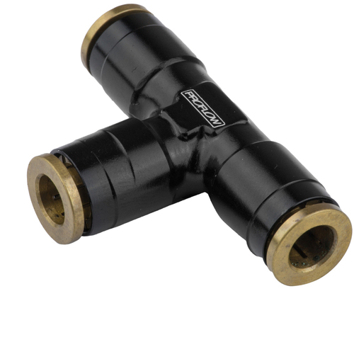 Proflow Fitting Push To Connect Nylon Tube Tee 3/16in. Nylon Tube Black