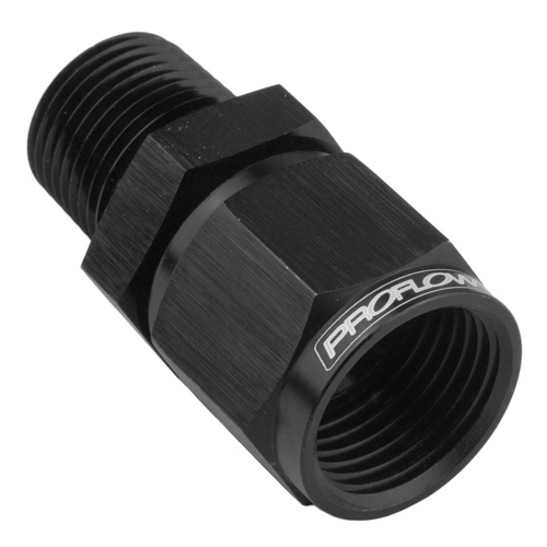 Proflow Female Adaptor -08AN Straight Swivel To 3/8in. NPT Black