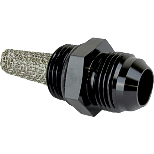 Proflow Fitting Straight Adaptor -12AN O-Ring Port Black With Filter Screen