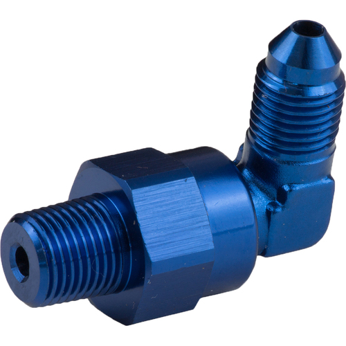 Proflow Adaptor Male -04AN 90 Degree To 1/8in. NPT Swivel Blue