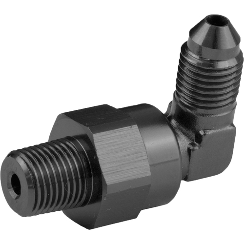 Proflow Adaptor Male -10AN 90 Degree To 1/2in. NPT Swivel Black