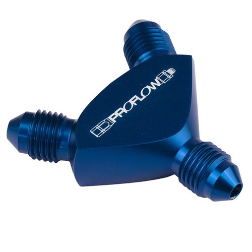 Proflow Fitting Aluminium AN Y-Adaptor -03AN Male To -03AN Male x 2 Blue