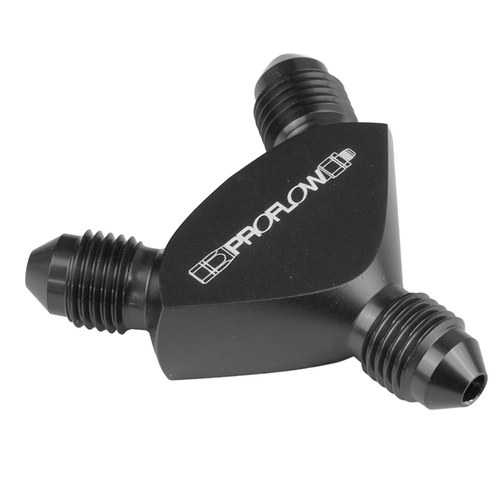 Proflow Fitting Aluminium AN Y-Adaptor -08AN Male To -06AN Male x 2 Black