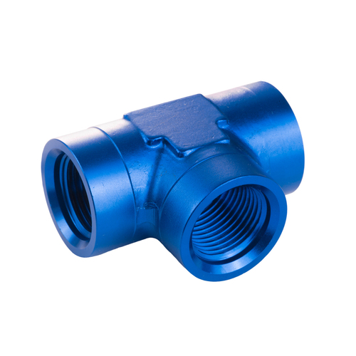 Proflow Fitting Aluminium Adaptor Female Tee -04AN Blue