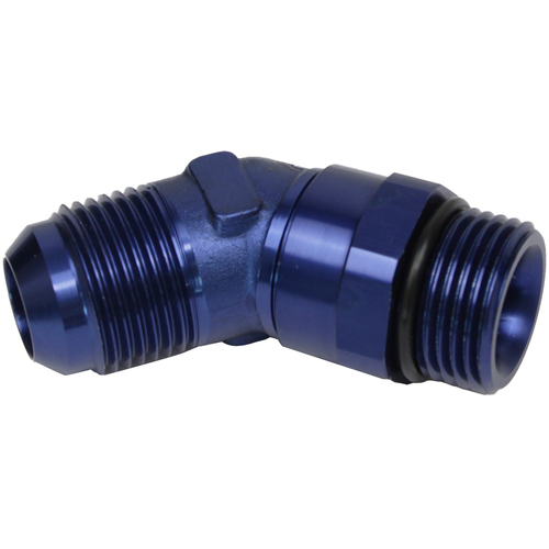Proflow Adaptor Male -08AN 45 Degree To -06AN Thread Swivel Blue