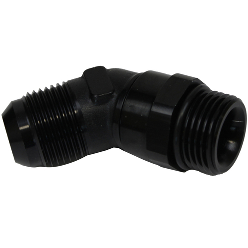 Proflow Adaptor Male -08AN 45 Degree To -08AN Thread Swivel Black