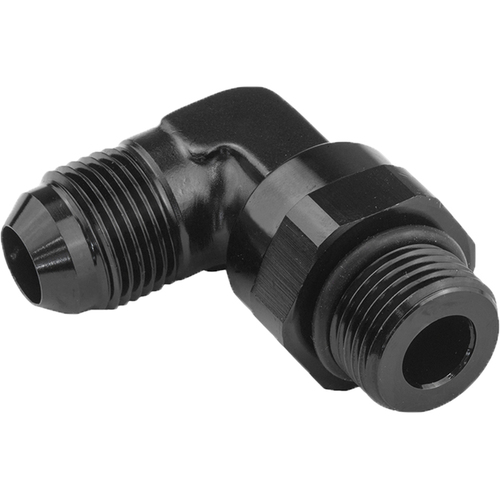 Proflow Adaptor Male -08AN 90 Degree To -08AN Thread Swivel Black