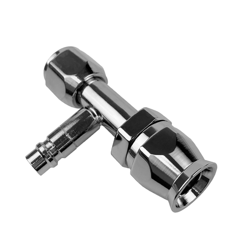 Proflow Hose End Air Conditioning 304 Stainless Straight Female O-Ring Pilot -10AN W/Charge Port Chrome