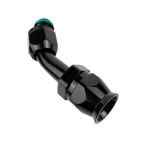 Proflow Hose End Air Conditioning 304 Stainless 45 Degree Female O-Ring Pilot -08 Black