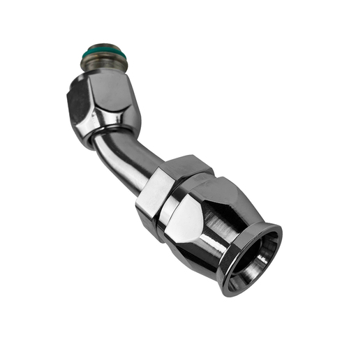 Proflow Hose End Air Conditioning 304 Stainless 45 Degree Female O-Ring Pilot -10 Chrome