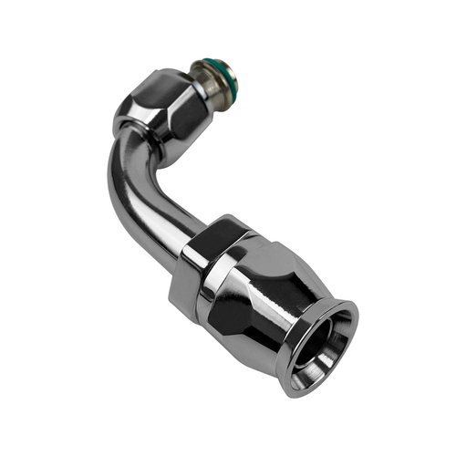 Proflow Hose End Air Conditioning 304 Stainless 90 Degree Female O-Ring Pilot -08 Chrome