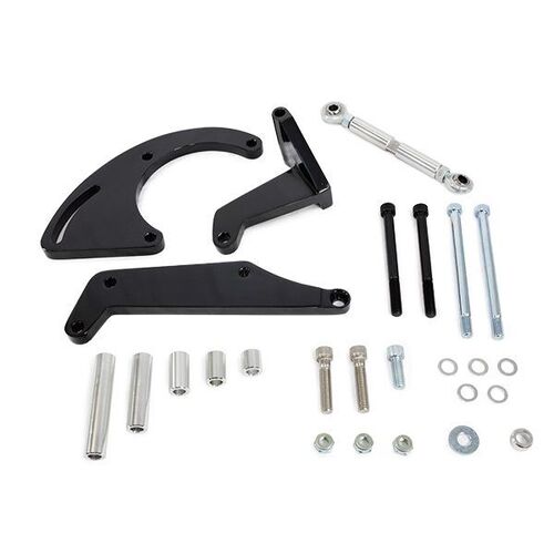 Proflow Aluminium A/C Compressor Bracket Water Pump For Chevrolet SB Long Passenger Side Mount Black
