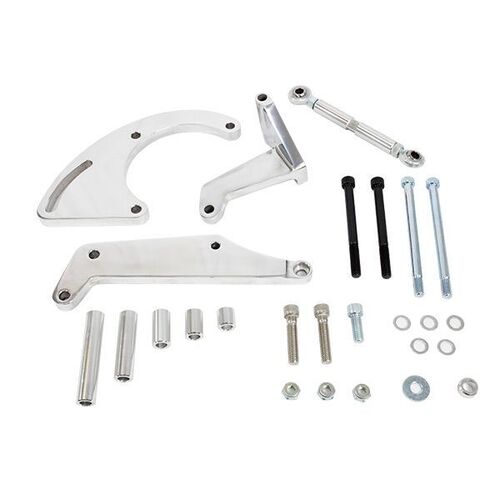 Proflow Aluminium A/C Compressor Bracket Water Pump For Chevrolet SB Long Passenger Side Mount Polished