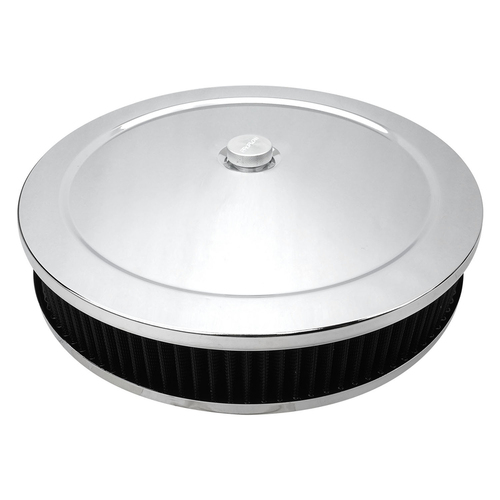 Proflow Air Filter Assembly Round 14in. x 2.5in. Chrome Flat Base,