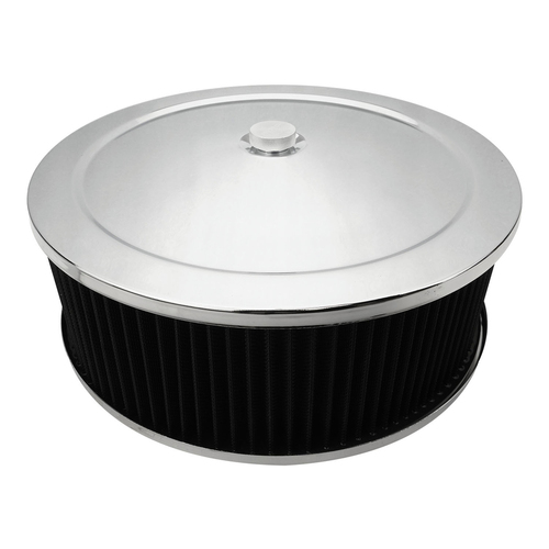 Proflow Air Filter Assembly Round 14in. x 4in. Chrome Flat Base,