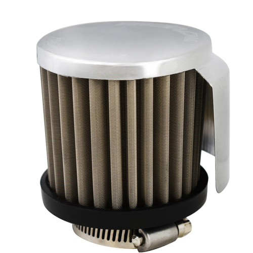 Proflow Breather Filter Clamp On w/Shield 75mm Rubber Base Suit 1.25in. Hole Chrome