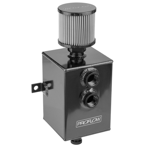Proflow Oil Breather 2 Lt Tank Catch Can Square Aluminium Black Filtered Breather Universal Each