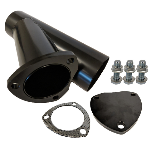 Proflow Exhaust Steel Cut Out Y Pipe 3.5in. Cap Gasket & Bolts 10in. overall length Each