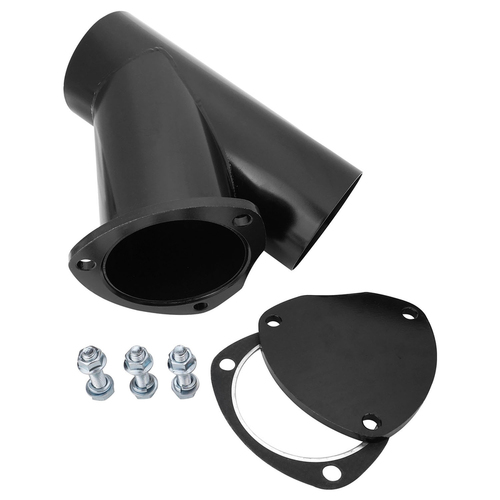Proflow Exhaust Steel Cut Out Y Pipe 4.0in. Cap Gasket & Bolts 10in. overall length Each