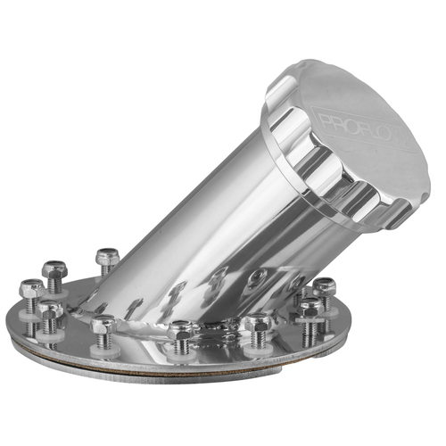 Proflow Fuel Filler Neck Aluminium Polished 45 Degree 60mm Diameter Neck 12-Bolt Flange Each