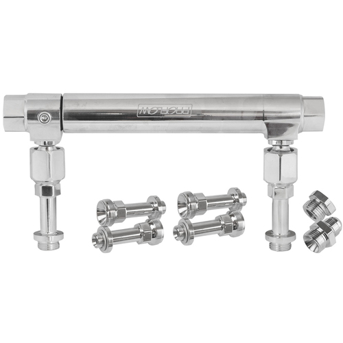 Proflow Fuel Log Billet Aluminium Polished Adjustable -10 AN Inlet 7/8-20 in. Outlets Holley 4150 4500