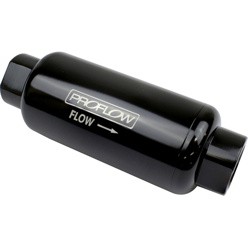 Proflow Fuel Filter Inline Mount Billet Aluminium Black Anodised 40 Microns 183mm length -12 AN Inlet/Outlet Each