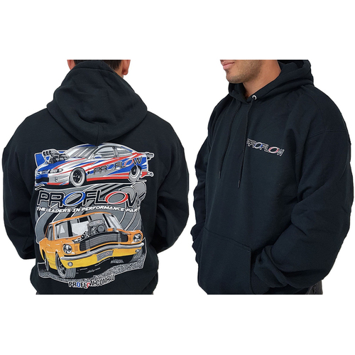 Proflow Car Mural Sweatshirt Hooded Cotton/Polyester Black Men's XXXX-Large