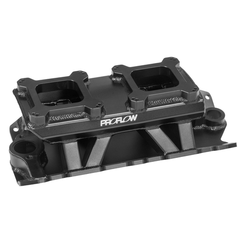 Proflow SuperMax Intake Manifold Tunnel Ram For SB Chevrolet Fabricated Black Dual Quad Carburetted