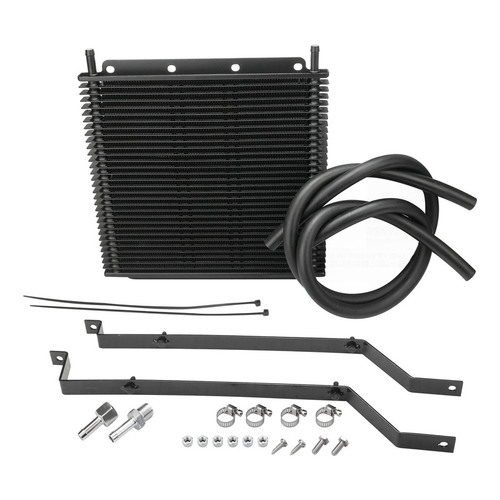 Proflow Transmission Oil Cooler Kit For Holden Commodore VT S2 / VX V6 & V8 280 x 255 x 19mm 3/8'' Barb Black Powdercoated