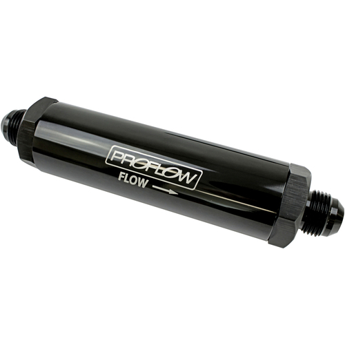 Proflow Oil Filter Billet Aluminium In-Line Black Stainless Element -08AN