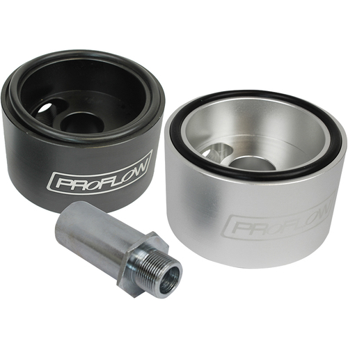 Proflow Oil Filter Adapter Sandwich Adapter Billet Aluminium Silver Anodised 13/16-16 in. AN10 1/8in. NPT Port Chev