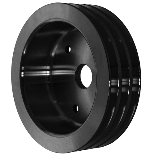 Proflow Pulley V-Belt Crankshaft SB Chev Short Water Pump 3-Groove Black Aluminium