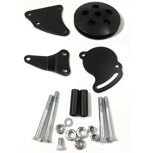 Proflow Power Steering Brackets Mounting kit Type II Bracket with Pulley Black SB Chev