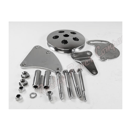 Proflow Power Steering Brackets Mounting kit Type II Bracket with Pulley Chrome SB Chev