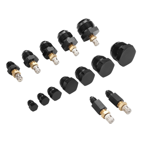 Proflow AN Hose Pressure Test Kit Fittings with Air Valves/Matching Plugs -3 AN through -16 AN Kit