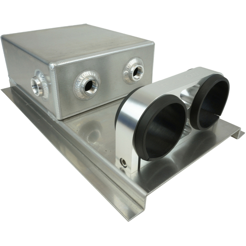 Proflow Fuel Surge Tank Fabricated Aluminium Square Slim 044 Pump Mounts 80mm x 200mm x 180mm 2.5L AN Fitting Kit Polished