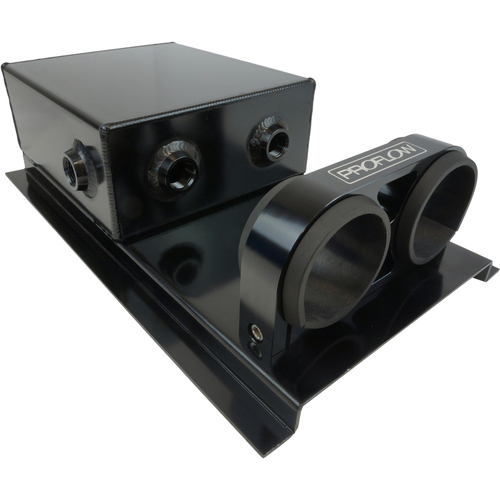 Proflow Fuel Surge Tank Fabricated Aluminium Square 044 Pump Mounts 80mm x 200mm x 180mm 2.5L Black Anodised