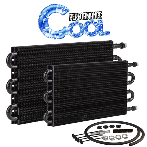 Proflow Transmission Fluid Cooler Tube Fin black powder coated 10 in. x 15.875 in. x 0.75 in. AN6 Fittings