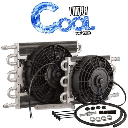 Proflow Transmission Cooler & Fan Kit Natural 7.5 in x 12.50 in Tube & Fin 10in. Fan 350CFM AN6 Inlets
