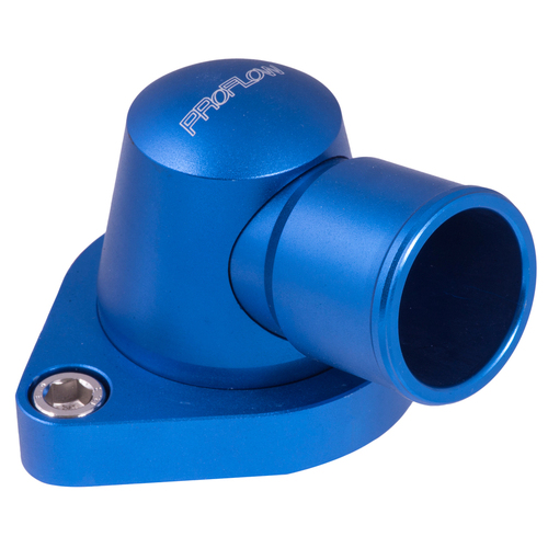 Proflow Water Neck Billet Aluminium Swivel Blue Anodised 90 Degree SB & BB Chev
