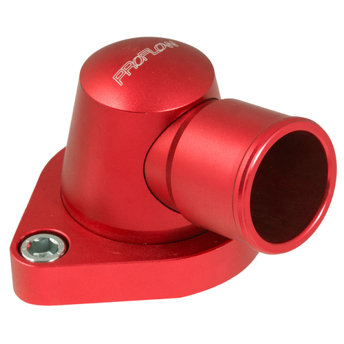 Proflow Water Neck Billet Aluminium Swivel Red Anodised 90 Degree SB & BB Chev