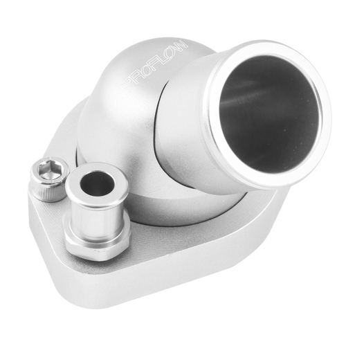 Proflow Water Neck Billet Aluminium Swivel Silver Anodised 45 Degree SB For Ford 289-351W