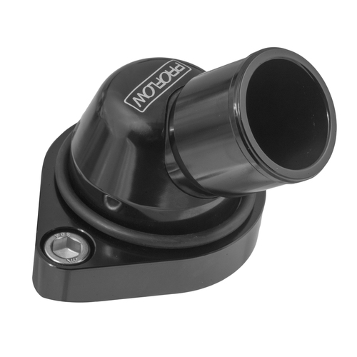 Proflow Water Neck Billet Aluminium Swivel Black Anodised 45 Degree SB & BB Chev