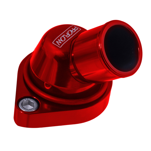 Proflow Water Neck Billet Aluminium Swivel Red Anodised 45 Degree SB & BB Chev