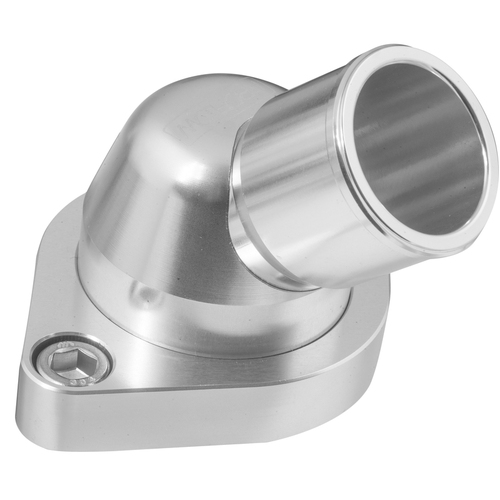 Proflow Water Neck Billet Aluminium Swivel Silver Anodised 45 Degree SB & BB Chev