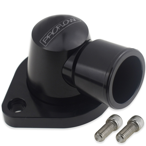 Proflow Water Neck Billet Aluminium Black Anodised 90 Degree Swivel SB & BB For Chrysler