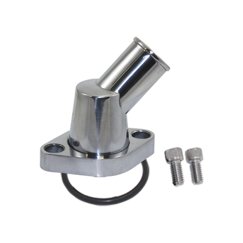 Proflow Aluminium Water Neck For Chevrolet 45 Degree O'Ring Style Polished Aluminum